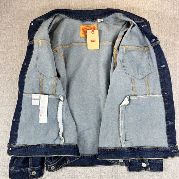 Levis New With Tags Denim Trucker Jean Jacket Men XXL Blue Button Front - Picture 8 of 10